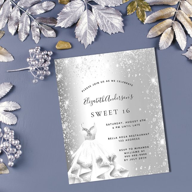 Budget Sweet 16 party silver dress glitter dust (Creator Uploaded)