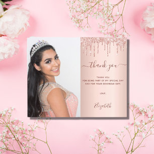 Budget Sweet 16 rose blush photo QR code thank you