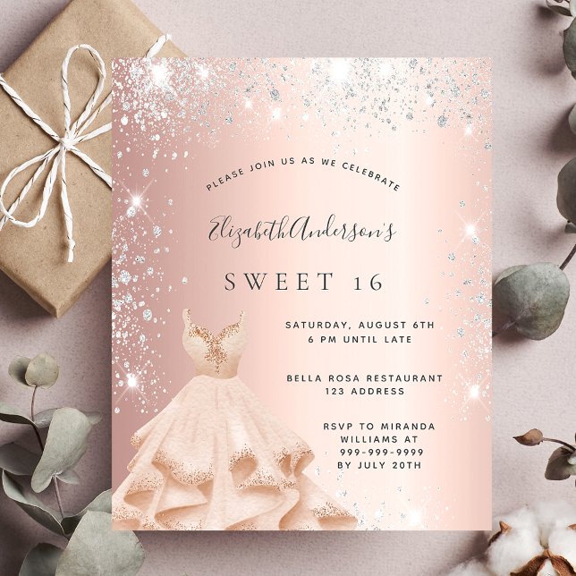 Budget Sweet 16 rose gold silver glitter dust (Creator Uploaded)