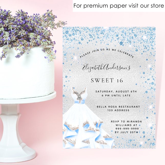 Budget Sweet 16 silver blue winter invitation (Creator Uploaded)