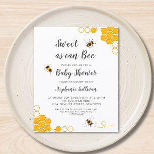 Budget Sweet As Can Bee Baby Shower Invitation