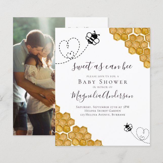 Budget Sweet as Can Bee Baby Shower Invitation (Front/Back)