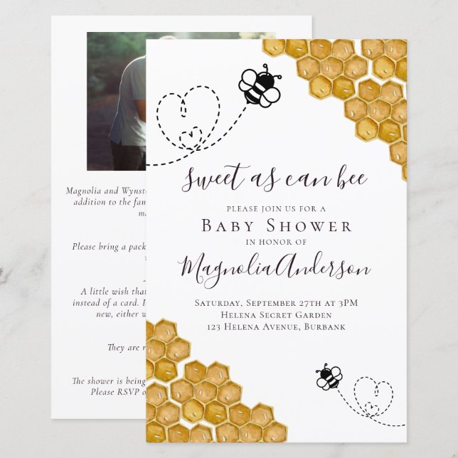 Budget Sweet as Can Bee Baby Shower Invitation (Front/Back)