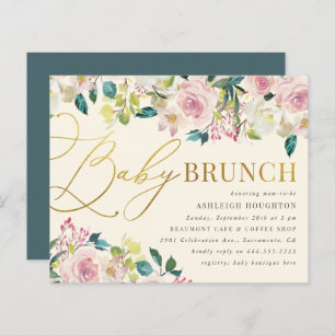 Budget Sweet Floral Gold Script Baby Brunch