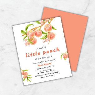 Budget Sweet Little Peach Fruit Baby Shower Invite