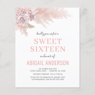Budget Sweet Sixteen Boho Chic Birthday Invitation Flyer