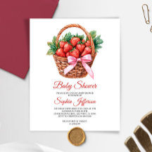 Budget Sweet Strawberry Baby Shower Invitation