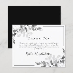 BUDGET Sympathy Eucalyptus Funeral Thank You Note 