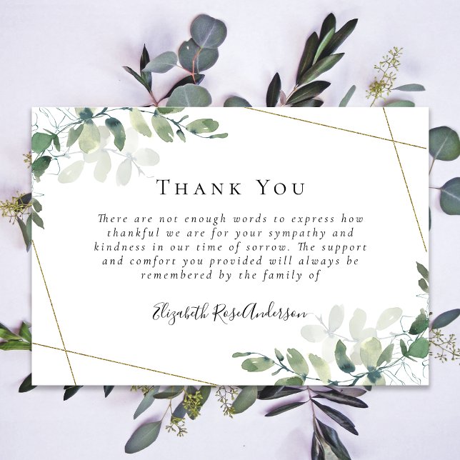 BUDGET Sympathy Eucalyptus Funeral Thank You Note  Card (Creator Uploaded)