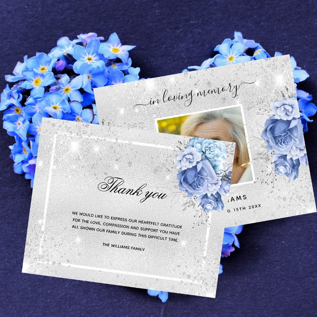Budget Sympathy silver blue photo thank you (Creator Uploaded)