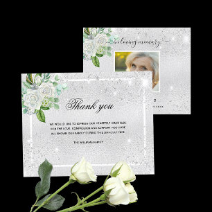 Budget sympathy silver floral photo thank you