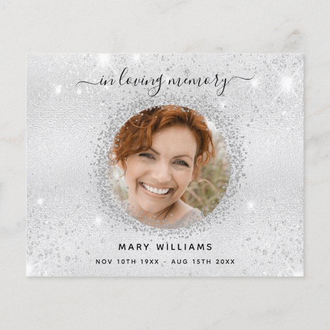 Budget Sympathy silver sparkles photo thank you (Back)