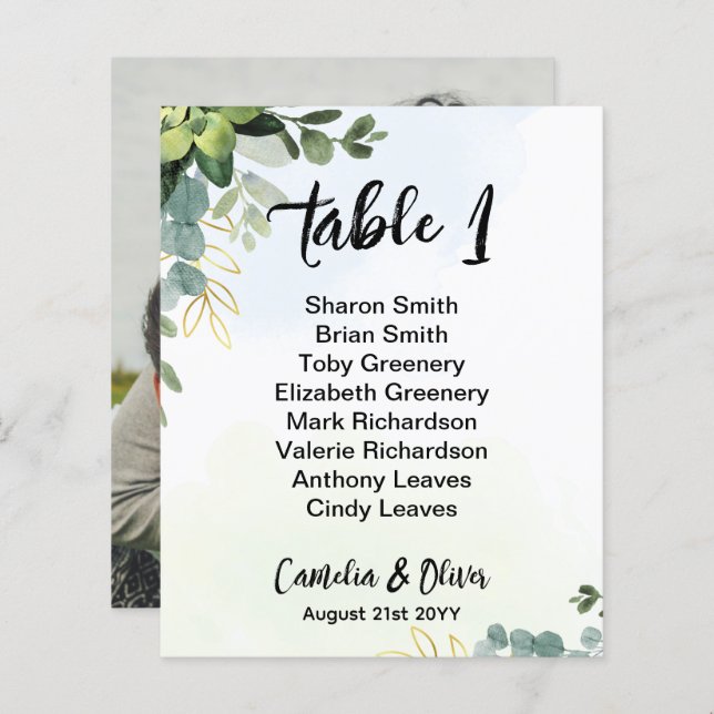 BUDGET Table Number Seating Greenery Eucalyptus (Front/Back)
