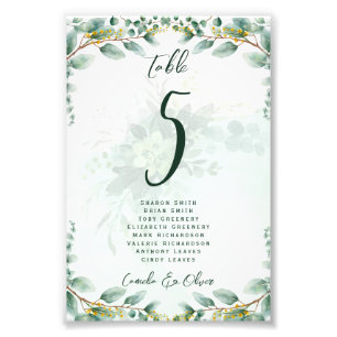 BUDGET Table Number Seating Greenery Eucalyptus Photo Print