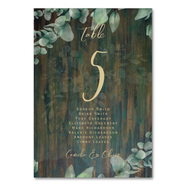 BUDGET Table Number Seating RUSTIC Greenery (Front)