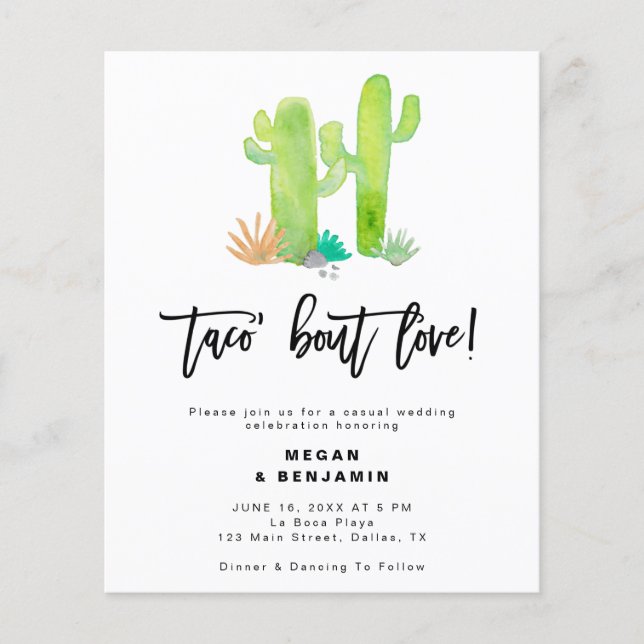 Budget Taco Bout Love Casual Wedding Invitations (Front)