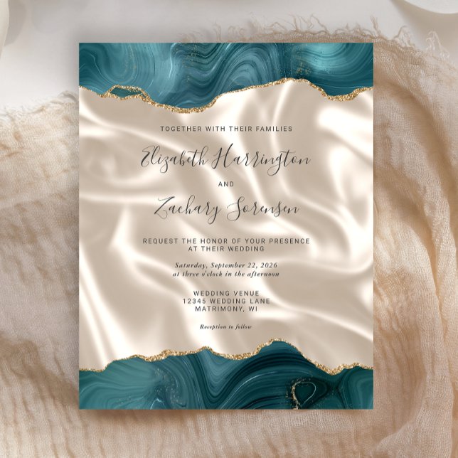Budget Teal Blue Gold Agate Ivory Silk Wedding (Creator Uploaded)