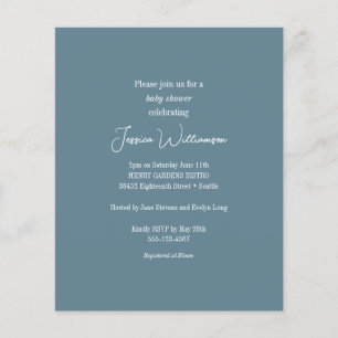 Budget Teal Blue Minimalist Baby Shower Invitation