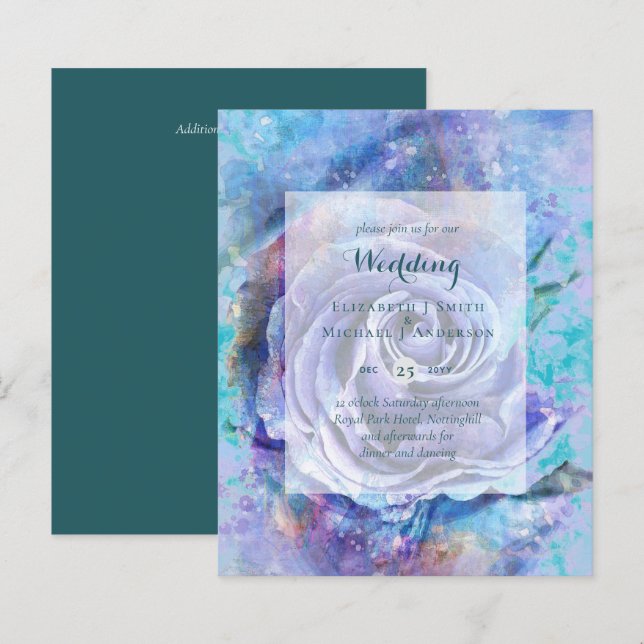 BUDGET Teal Blue Shades Wedding Invite (Front/Back)