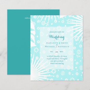 BUDGET Teal Blue Shades Wedding Invite