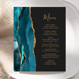 Budget Teal Gold Agate Dark Wedding Menu