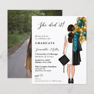 Budget Teal Gold Photo She Did It Graduation