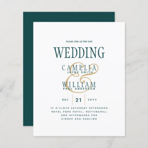BUDGET TEAL Green Gold Monochrome Wedding