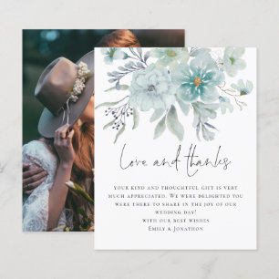 Budget Teal Mist Florals Photo Love Thanks Wedding