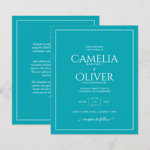 Budget Teal Peacock White Monochrome Wedding