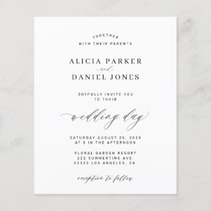 Budget template black and white wedding invitation