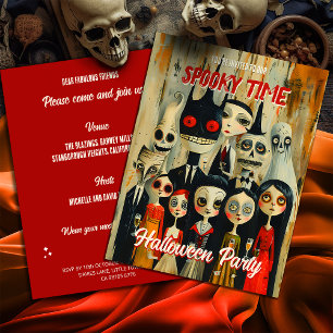 Budget Temps Éffrayant Invitation Halloween Déplai