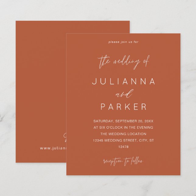 Budget Terra Cotta MOD Calligraphy Wedding (Front/Back)