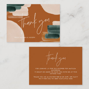 budget terracotta abstract baby shower thank you card