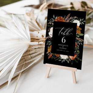 Budget terracotta black table number chic elegant