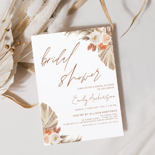 Budget Terracotta Boho Pampas Grass Bridal Shower Flyer