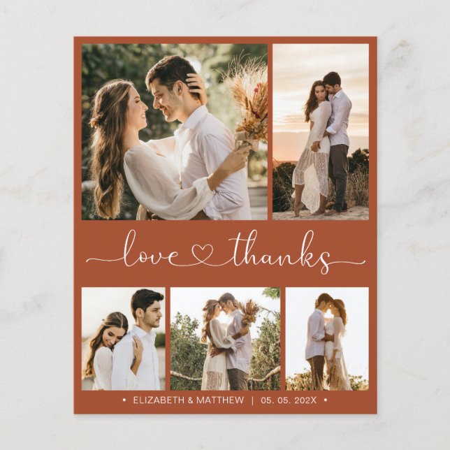 Budget Terracotta Collage Wedding Thank You Flyer (Front)