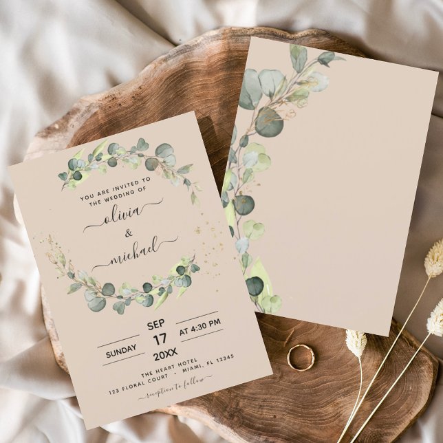 Budget Terracotta Eucalyptus Wedding Invitations (Creator Uploaded)