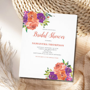 Budget Terracotta Floral Bridal Shower Invitation Flyer
