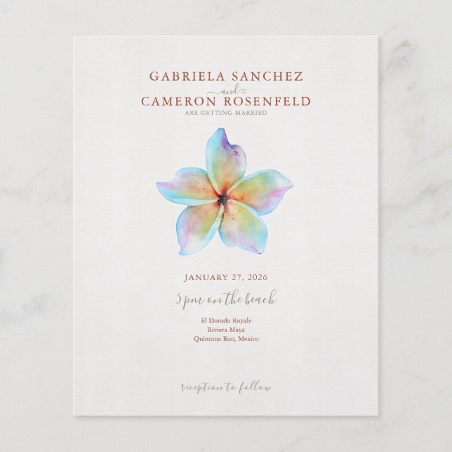 Budget Terracotta Floral QR Code Wedding Invite (Front)