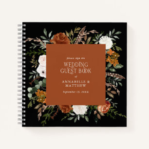 Budget terracotta floral wedding guest book rustic