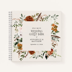 Budget Terracotta floral wedding guest book rustic