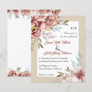 BUDGET terracotta flowers fall wedding invitation