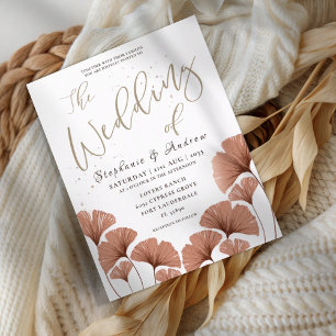 Budget Terracotta Foliage Wedding Invitation
