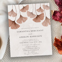 Budget Terracotta Ginkgo Wedding Invitation