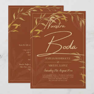 Budget Terracotta GOLD Nuestra Boda Spanish Weddin Invitation