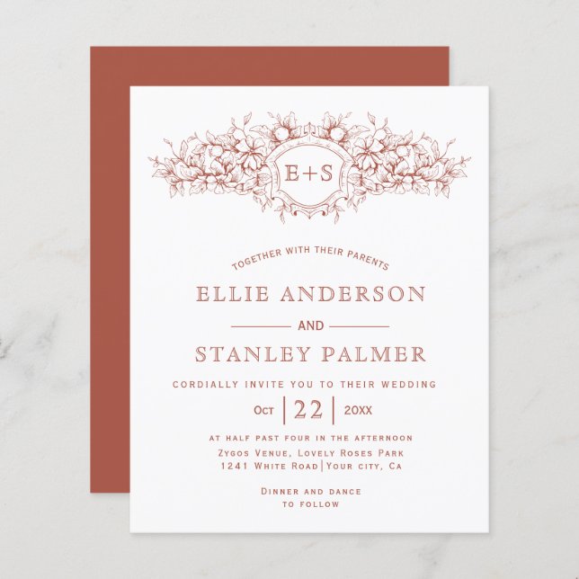 BUDGET Terracotta heraldic wedding (Front/Back)