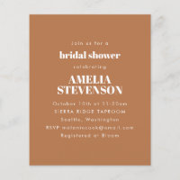 Budget Terracotta Minimalist Bridal Shower Invite
