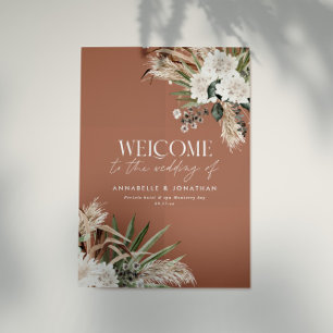 Budget terracotta modern pampas eucalyptus wedding poster