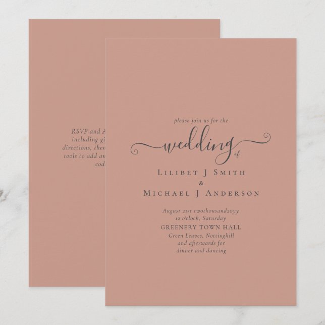 BUDGET Terracotta Monochrome Wedding  (Front/Back)