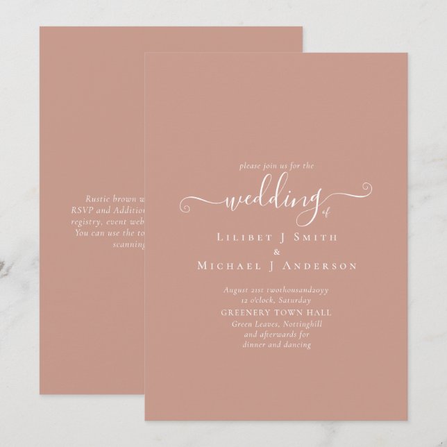 BUDGET Terracotta Monochrome Wedding  (Front/Back)